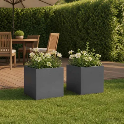 Image de Maison Exclusive - Lot de 2 pots de jardin, couleur anthracite, 20 x 20 x 20 cm