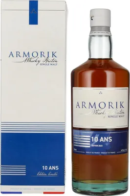 Image de Armorik 10 Ans Whisky Breton Single Malt Edition Limitée 2023 46% Vol. 0,7l en boîte cadeau