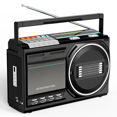 Produktbild von ZELURXX Klassische Radios, Kassettenrecorder, Kassettenspieler, 5-Zoll Lautsprecher mit Schaumstoffrand, Unterstützt USB, Bluetooth, Mikrofon, Schwarz