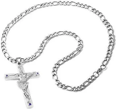 Image de Johnny Hallyday Pendentif Croix Collier Guitare Rocker Argent