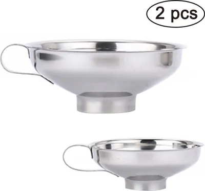 Produktbild von 2 Pack Marmeladentrichter Edelstahl Einfülltrichter mit Griff Groß und Klein Küchentrichter Set Einfüllhilfe für Gläser Flüssigkeit Öl Marmelade