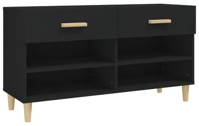Produktbild von vidaXL Schuhschrank Schwarz 102x35x55 cm Holzwerkstoff