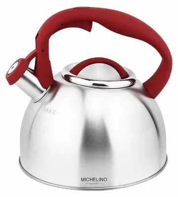 Image de MICHELINO Bouilloire à flûte 2,5L Acier inoxydable Tous feux Rouge