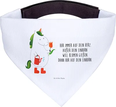 Produktbild von Mr. & Mrs. Panda Halstuch Einhorn Gärtner - Weiß - Geschenk, Hund, Tuch, Einhörner, Unicorn, Garten, Giesskanne, Hunde, Blume, Freundin, Hundehalstuch