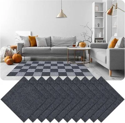 Produktbild von Selbstklebende Teppichfliesen - 30 x 30 cm - rutschfest - Teppichfliesen für den Boden - strapazierfähiger Teppich - Bodenbelag - für Büro und Wohnzimmer - Teppichfliesen