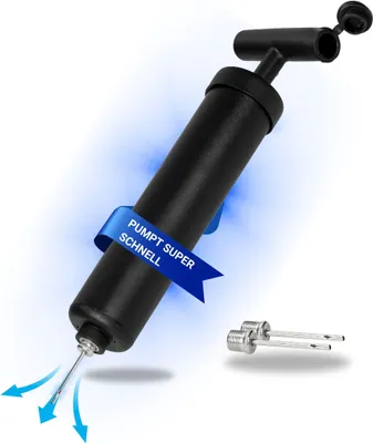 Produktbild von Robuste Ballpumpe - Pumpt super schnell - Ideal für Fußball, Basketball, Volleyball etc - inkl. 2 Nadeln und Aufbewahrungsfach - Schwarz