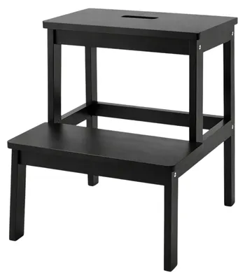 Immagine prodotto di Sgabello in bambù con gradino KROK, altezza 46 cm, nero