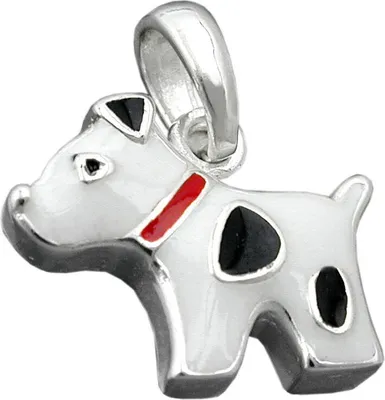 Produktbild von Anhänger Hund schwarz gefleckt 925 Sterling Silber mit Lackeinlage Kinder