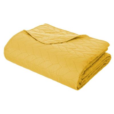 Bettüberwurf + 2 Kissenbezüge "Tressé" senfgelb - 260 × 240 cm - Atmosphera créateur d'intérieur