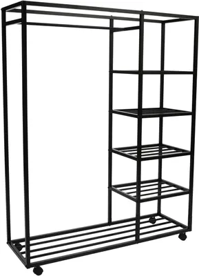 Produktbild von Rollgarderobe - Schwarz matt - Metall - 110 x 140 cm