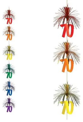 Produktbild von Girlande '70' mit Feuerwerk Design für Geburtstag & Jubiläum, 2,1 m Länge, Zahl 14 cm