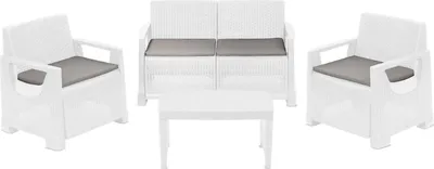 Produktbild von Dmora Set Gartenmöbel Covo Weiß, 4-Sitzer mit Tisch