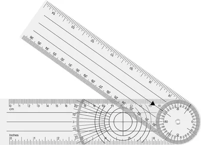 Produktbild von 360° PVC Medizinischer Winkelmesser Physiotherapie, Transparenter Goniometer Gelenkmesser 38cm Spinal Lineal Winkellineal für Heimarbeit, Physiotherapie, Sporttherapie