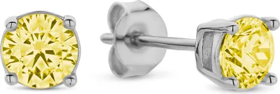 Produktbild von New Bling 9NB-1162 Zilveren Oorknopjes met Zirkonia Steentje 4mm - Geel - Rhodium - Zilver