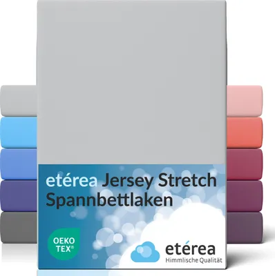 Produktbild von etérea Spannbettlaken für Wasserbett & Boxspringbett 140x200 - 160x220 cm -  95% Baumwolle und 5% Elasthan Spannbetttuch -  Glattes & Feines Bettlaken bis 45 cm Steghöhe - Silber