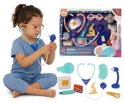 Zdjęcie produktu dla Zestaw Lekarski dla Dzieci Doktor Lekarz Stetoskop Edukacyjny Mini Szpital