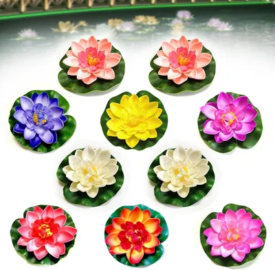 Produktbild von Schwimmende Künstliche Seerose, 10 Stück, Realistische Farbe, Für Garten und Teich