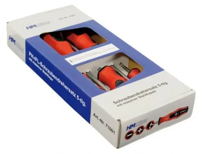 Produktbild von HM-Müllner PH-/FL-Schraubendrehersatz mit Stahlkappe, 5-tlg., 71001