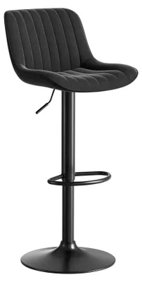 Immagine prodotto di Set di 4 sgabelli da bar MODFU, sedie girevoli con funzione di rotazione a 360°, sedia da ufficio con schienale regolabile in altezza e poggiapiedi, in velluto, colore nero
