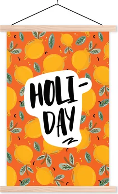 Produktbild von MuchoWow® Textilposter Zitrone - Gelb - Sommer 120x180 cm mit holzfarbenen Rahmen - Textil-Plakat