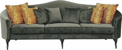 Produktbild von Casa Padrino Luxus Barock Samt Sofa Grün / Schwarz 280 cm - Barock Wohnzimmer Möbel