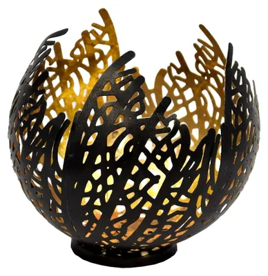 Produktbild von 2 Teelichthalter Windlicht Metall Dekoschale Lichteffekte Schwarz Gold