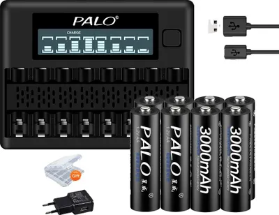 Image de Piles rechargeables Ni-MH 1,2 V AA, capacité 3000 mAh, technologie NI-MH, 8 piles AA et 1 chargeur