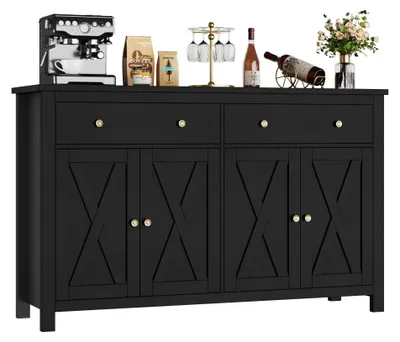Produktbild von Großer Anrichteschrank - Anrichte - Buffet - Sideboard - Aufbewahrungsschrank - Schwarz - 140x40x89 cm