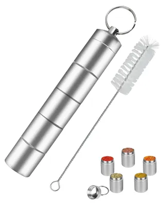 5-in-1 Kräuterdosen aus Aluminium, silber, 14 x 2,5 cm, 60 g