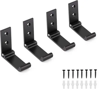 Produktbild von Ibenzoa® Faltbare Wandhaken 90° – 4er-Set, Edelstahl, Schwarz, platzsparend, bis 15 kg Tragkraft