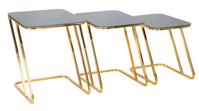 Produktbild von FURNLUX Couchtisch Einfach Gold 44cm (3tlg.) / Hauptfarbe: Gold / Abmessungen: 44 x 56 x 51 cm