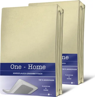 Produktbild von 2er Pack Winter Spannbettlaken 180x200 - 200x200 cm beige natur Fleece Bettlaken