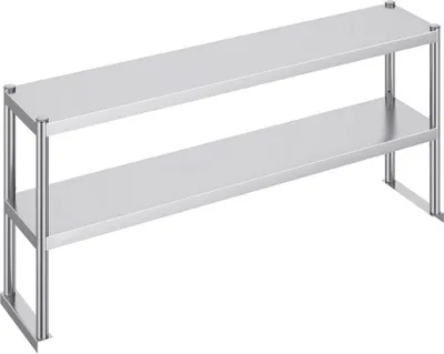 Produktbild von Doppeltes Edelstahl-Überregal - 2-stufiger Zubereitungstisch - 305 x 1524 mm - Professionelle Küche - Gastronomiebedarf