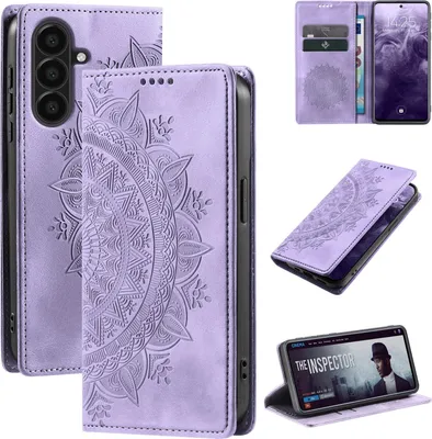 Produktbild von Mandala Handyhülle für Samsung Galaxy A17 / A17 5G RFID Schutz Klapphülle Case Cover Design Schutzhülle Farbe: Violett