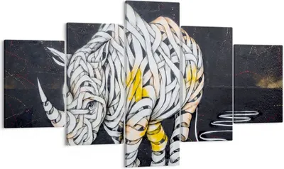 Produktbild von Bild auf Leinwand - Leinwandbild - Nashorn modern - 125x70cm - Wand Bild - Wanddeko - Wandbilder - Leinwanddruck - Bilder - Kunstdruck - Wanddekoration - Leinwand bilder - Wandkunst - EA125x70-3706