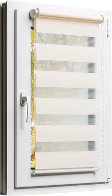 Produktbild von TEXMAXX Fensterrollo 110 x 150 cm Duo-Rollo Doppelrollo Sonnenschutz mit Kettenzug und Klemmfix ohne bohren in BEIGE - CREME, Leisten in Weiss - inkl. Zubehör