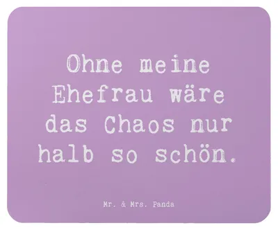Produktbild von Mr. & Mrs. Panda Mousepad Spruch Ehefrau Chaos - Lavendeltraum - Geschenk, Humor, Mauspad, Geschenke, computermatte, laptop, Liebe, Zusammenleben, herzerwärmende Sprüche