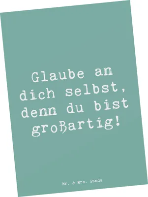 Produktbild von Mr. & Mrs. Panda bildkarte Spruch Selbstvertrauen stärken - Meeresbrise - Geschenk, Fotokarte, Inspiration, Grußkarte, Kunstkarten, Glaube an dich selbst, Vertrauem