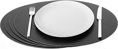 Produktbild von PolkaHome® Ovale Platzsets aus recyceltem Leder, 4er Set, Platzsets 45,7 x 33 cm (Schwarz)