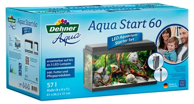 Produktbild von Dehner Aqua Aquarium Starterset 60, ca. 61 x 31 x 37 cm, inkl. Futter und Pflegeprodukten