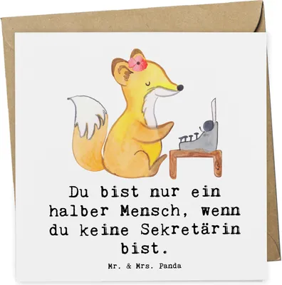Produktbild von Mr. & Mrs. Panda Glückwunschkarte Sekretärin Herz - Weiß - Geschenk, Klappkarte, doppelkarte, faltkarte, Grußkarte, anlasskarte