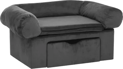 Obrázok produktu pre vidaXL Pohovka pre psov so zásuvkou tmavosivá 75x50x38 cm plyš