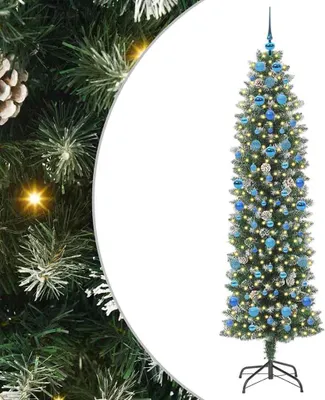 Immagine prodotto di vidaXL Albero di Natale artificiale sottile verde e bianco 210 cm