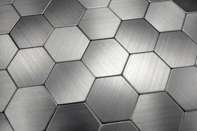 Produktbild von Handmuster Mosaikfliese selbstklebend Aluminium silber metall Hexagon metall MOS200-22MHX_m