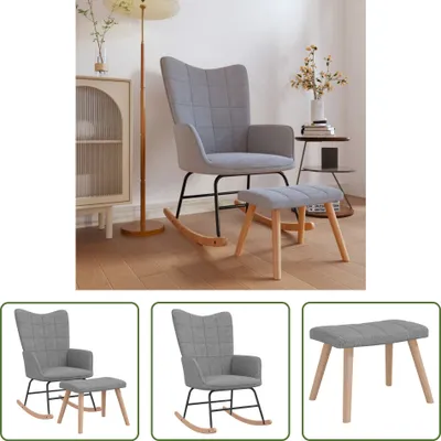 Image de The Living Store Fauteuil à bascule avec pouf Gris clair Tissu