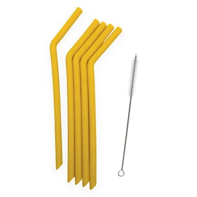 Image de Pailles en silicone XL jaunes Smikkels - pailles réutilisables
