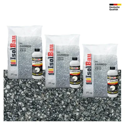 Steinteppich SET Carnico 4-8mm Marmorkies 75kg + PU-Bindemittel Set für 7,5m²