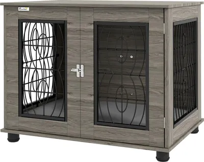 Zdjęcie produktu dla Klatka Dla Psa Poduszka Do Budy Dla Psa Zamykane Drzwi Wejściowe Buda Dla Psa Siatka Druciana Do 20 Kg Szara 80X56X63Cm