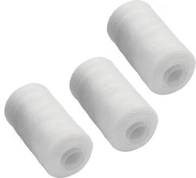 Produktbild von [0,04 EUR/10 m] 3 teiliges Nähgarn Set [einfarbig] | Nähset Universal | Polyester Nähmaschinengarn | 3 Spulen a. 500m | Allesnäher Garnset - [Farbe - Weiß] | Nähfaden Set - 1500m