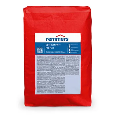 A red bag of mortar with a label on the front.